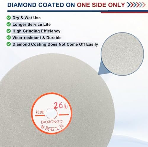 6 Inch x 1/2" Arbor Diamond Flat Lap Disc, 260 Grit