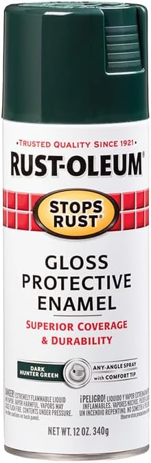Rust-Oleum 7733830 Stops Rust Spray Paint, 12 oz, Gloss Dark Hunter Green