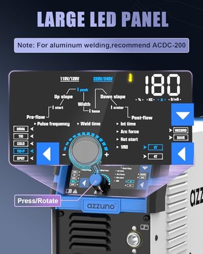 AZZUNO Cold TIG Welder With Pulse 180A, 5-in-1 TIG Welding Machine