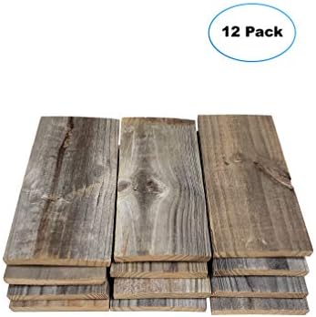 Rustic Weathered Reclaimed Wood Planks for DIY Crafts, Projects and Decor (12 Planks - 5.5" x12)