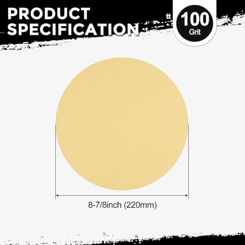 25Pcs Sanding Discs 8-7/8In 100Grit Hook and Loop Sandpapers Yellow