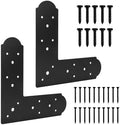 L Shape Steel Flat Bracket, 2 Pcs 10" X 10" Fixing Mending Plates, Black Repair Plate With Screws Set for Wood Lumber Timber Connectors