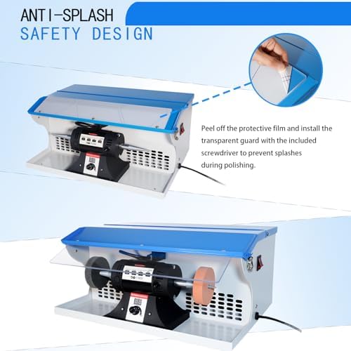 110V 1200W Jewelry Polisher Machine with Digital Display, Jewelry Polisher Bench Buffer with Integrated Dust Collector, Exhaust Fan, Work Light and Motor Housing