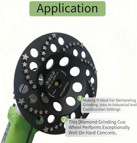 Diamond Grinding Cup Wheel for Concrete & Masonry, 48 Aggressive Star Segments, 7 Inch 5/8"-11 Thread, 30 Grit