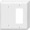 ZEFTV Decorator Rocker/Blank Wall Plates 2-Gang Switch Outlet Electrical Cover Plate Unbreakable Thermoplastic Faceplate for Light Receptacle Outlet Switch, White (4 Pack)