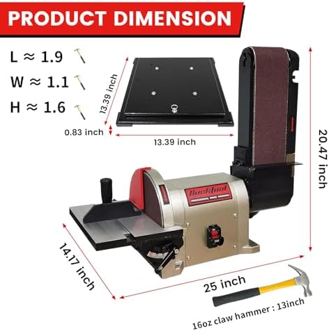 BUCKTOOL Rotating Base Belt Disc Sander with Y-Fitting,4x36" Belt,8" Disc