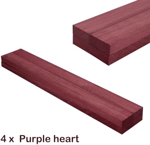 4 Pcs Purple Heart Wood Hardwood Lumber Board, 3/4" X 2" X 18"