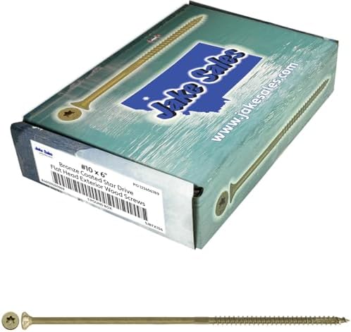 Jake Sales #10 x 6 Bronze Coated Multipurpose Wood Screw Torx/Star Drive Flat Head (5 POUNDS - 160 Approx. Screw Count) Exterior Coated - ACQ Compatible Wood Screws