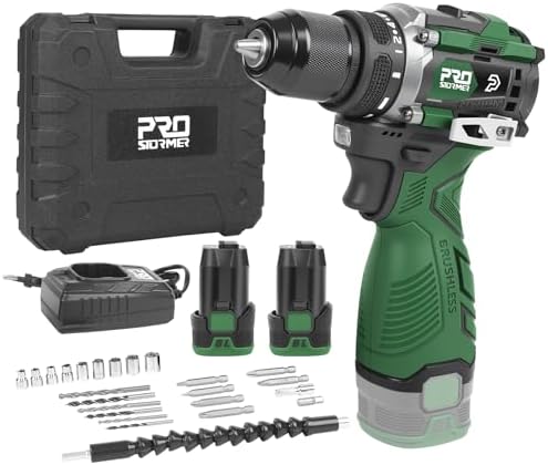 Prostormer 17V Brushless Power Drill Set, 60N.m Cordless Drill Driver