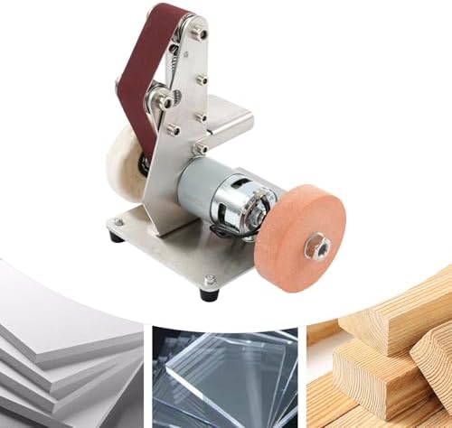 Mini Adjustable Platform Belt Sander, Stainless Steel Low Noise Electric Bench Grinder Sanding Machine, Handcraft System Polisher for DIY Woodworking, Metal Grinding, Jewelry Making