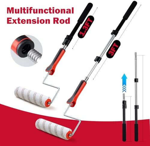Mister Rui 4 Inch and 9 Inch Paint Roller Kit with 3-Ft Extension Pole