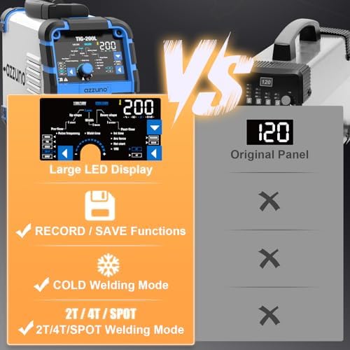 AZZUNO Cold TIG Welder With Pulse 200A, 5-in-1 TIG Welding Machine