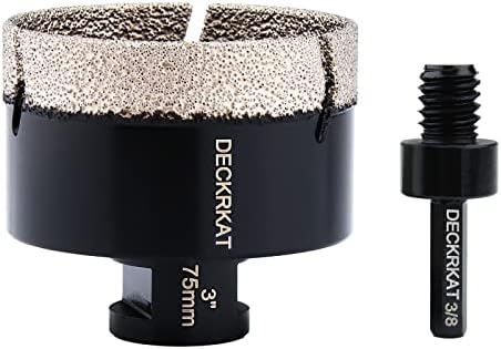 Diamond Hole Saw, 3" Hole Saw for Tiles Granite Marble Ceramic Glass Porcelain, 75mm Core Drill Bit with 5/8-11 Thread and 3/8” Hex Shank Adapter for Angle Grinders & Drills