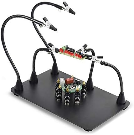NOEVSBIG Magnetic Helping Hands Soldering Station with Large & Heavy Duty Base, 6 PCB Holders,5 Flexible Arms with Precision 360 Degree Alligator Clip Helping hands for Soldering Electronic Repair DIY