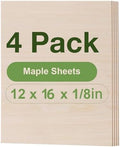 Rowood 4 Pack Maple Plywood 1/8,12x16x1/8inch,3mm Wood Sheets Thin Unfinished Maple Plywood for Laser Cutting and Engraving,DIY Adult Craft Project Kits for Ornaments, Models Drawing,Wood Burning