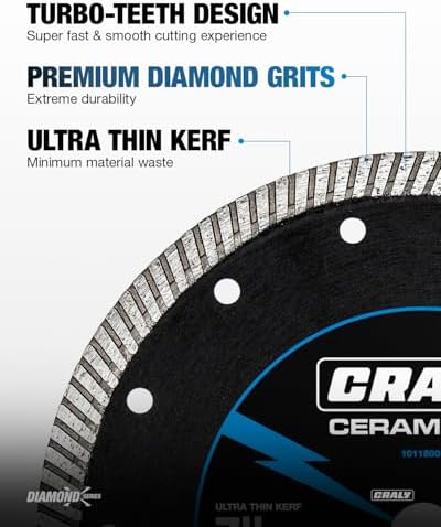 CRALY 7 Inch Ultra Thin Turbo Diamond Blade, 5/8 in Arbor, 7'' Diamond Stone Blade for Angle Grinder & Circular Saw, Diamond Cutting Wheel for Cutting Granite, Concrete, Brick, Marble, Masonry