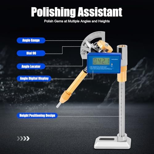 High Precision Digital Display Angle Manipulator Gem Faceting Machine Mast Faceting Equipment Height Adjustable W/Locator for Jewel Jade Gemstones Polishing