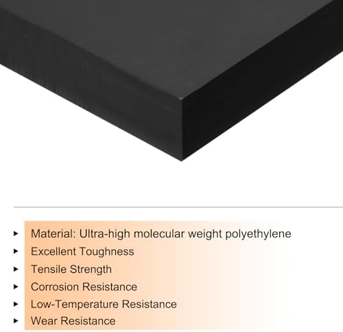 MECCANIXITY UHMW Sheet Ultra High Molecular Weight Polyethylene Sheet, 3/4" Thick Hard HDPE Plastic Sheet Board for DIY Craft 6" x 8" Black