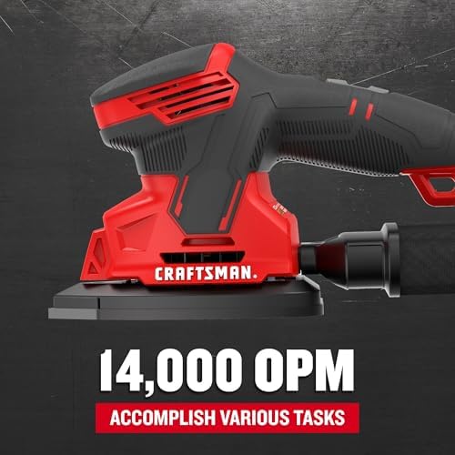 CRAFTSMAN Detail Sander, Corded Mouse Sander for Woodworking, Includes 2 Attachments, Sandpaper Sheets and Dust Bag (CMEW210)