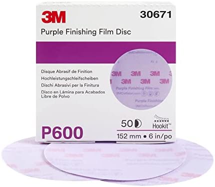 3M Hookit Purple Finishing Film Abrasive Disc, 260L, 30671, 6 in, P600
