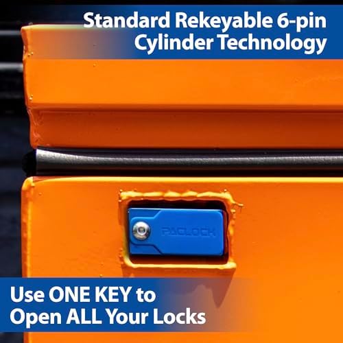 PACLOCK's 10-Series Universal Jobsite Box Lock, Standard Rekeyable (SR), Keyed Differently w/ 2 Keys, Blue