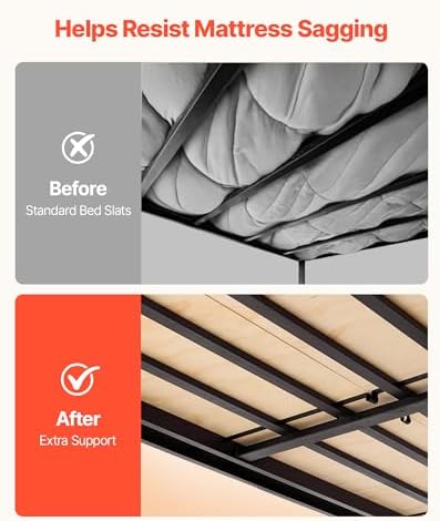 VEVOR Bunkie Board, Cal King 69.7 x 81.9 in, Foldable Bed Board Under Mattress with Nylon Webbing, Plywood, Rounded Edges, Anti-Sag Design for Metal Frames, Sleeper Sofas, Platform and Bunk Beds