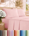 Full Size 4 Piece Sheet Set - Comfy Breathable & Cooling Sheets - Baby Pink