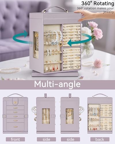 AKOZLIN 6-Tier Jewelry Box Organizer 5 Drawers Storage M-L Purple