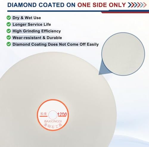 8 Inch x 1/2" Arbor Diamond Flat Lap Disc, 1200 Grit