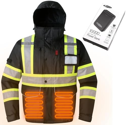 JKSafety Hi Vis Heated Jacket with 3M Reflective Tapes JK118A Black L