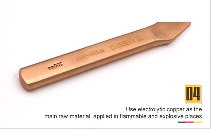 WEDO Non-sparking Cross Cutting Chisel, Spark-free Safety Cross-Cut Chisel, Beryllium Copper, DIN Standard, BAM & FM Certificate, 5x8x300mm