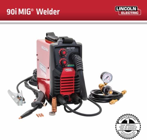 Lincoln Electric 90i MIG and Flux Core Wire Feed Weld-PAK Welder, 120V Welding Machine, Portable w/Shoulder Strap, Protective Metal Case, Best for Small Jobs, K5256-1