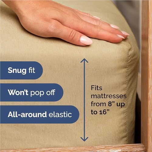 Full Size 4 Piece Sheet Set - Breathable & Cooling Sheets - Heathered Tan