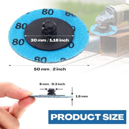 Chumia 250 Pcs 2 Inch Sanding Discs Set 5 Grit Mix 36 to 240, Blue
