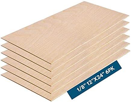 3MM 1/8" x 12" x 24" Baltic Birch Plywood – B/BB Grade (6pk) Perfect for Arts and Crafts, School Projects and DIY Projects, Drawing, Painting, Wood Engraving, Wood Burning and Laser Projects