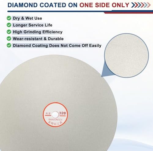 10 Inch x 1/2" Arbor Diamond Flat Lap Disc, 320 Grit