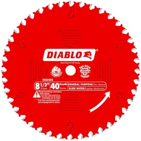Diablo General Purpose Saw Blade for Wood - 8-1/2" Dia, 40 ATB Teeth
