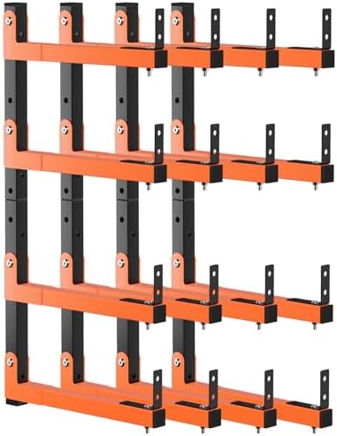 32" Lumber Storage Rack, Upgrade Folding Lumber Rack Wall Mount, Heavy Duty Adjustable Metal 8 Level Wood Storage Rack for Garage Storage Organization, 4 Packs