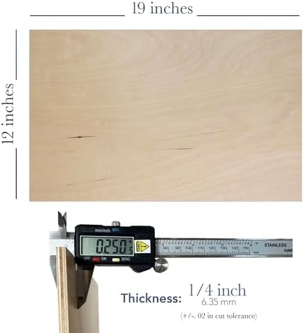 50 Pack | 6mm 1/4th inch Premium Baltic Birch Plywood, 12” x 19”, Glowforge Ready, Hand Selected, Unfinished | Boxes of 10, 20, 50 and 100 | Laser Engraving, CNC, Scroll Saw, by Craft Closet