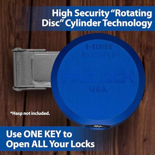 PACLOCK's 8-Series Stepped-Back Puck, High Security Rotating Disc, Manufacturer-Controlled Key Assigning, Exclusive Key Number, U-Pick! Keyed Alike w/ 1 Key, Black