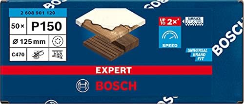 Bosch Professional 50x Expert C470 Sandpaper (for Hardwood, Paint on wood, Ø 125 mm, Grit 150, Accessories Random Orbital Sander)