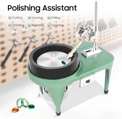 Gem Faceting Machine, Jewelry Polisher Flat Grinder Jade Stone Angle Polisher Machine Ring Surface Grinder with Manipulator 110V (2800RPM)