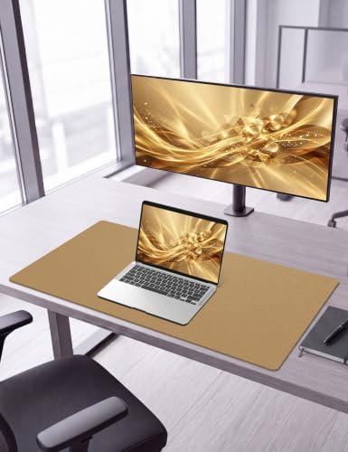 Leather Desk Pad Protector, 31.5" x 15.7", Gold Desk Mat