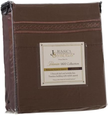 Jessica Sanders Premier 1800 Series 4pc Bed Sheet Set - Queen, Chocolate Brown, - Jessica Sanders Embroidery