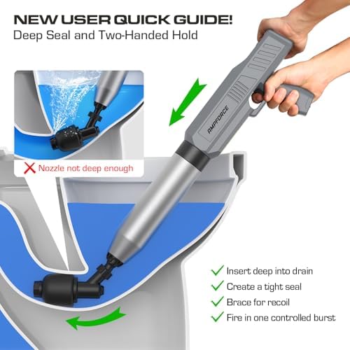 Electric Toilet Plunger, Heavy-Duty Clog Remover, Dark Gray