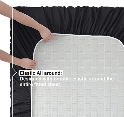Nestl Twin Sheets Set - 3 Piece Twin Bed Sheets, Hotel Luxury, Extra Soft, Double Brushed Bedding for Twin Size, 2 Tone Black/White Set, Black Fitted Sheet, White Flat Sheet, White Pillow Case
