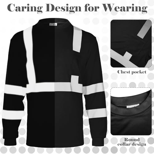 Amylove 4 Pcs Long Sleeve High Visibility Safety Shirts,XXL,4 Colors