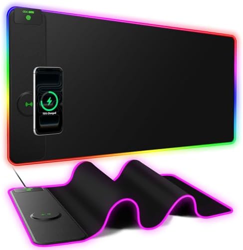 RGB Gaming Mouse Pad with 15W Magnetic Wireless Charging, 31.5'' x 15.8''