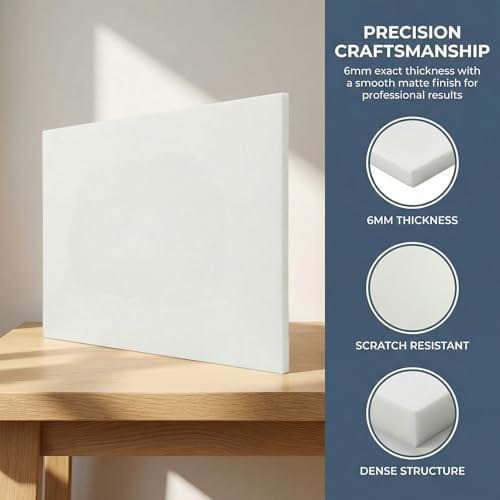 White HDPE Sheet 12x24(6mm) 1/4" Thick Marine Board, Waterproof UV Resistant HDPE Plastic Board for Boat Board, Marine Grade, Workbench Top, Garage Liner, Truck Bed Liner, DIY Projects & Outdoor Use