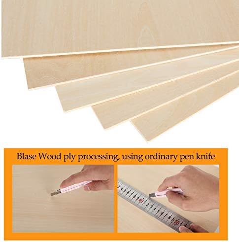 12 Pack Basswood Sheets 1/8 x 12 x 12 Inch Plywood Board, Thin Natural Unfinished Wood for Crafts, Hobby, Model Making, Wood Burning and Laser Projects